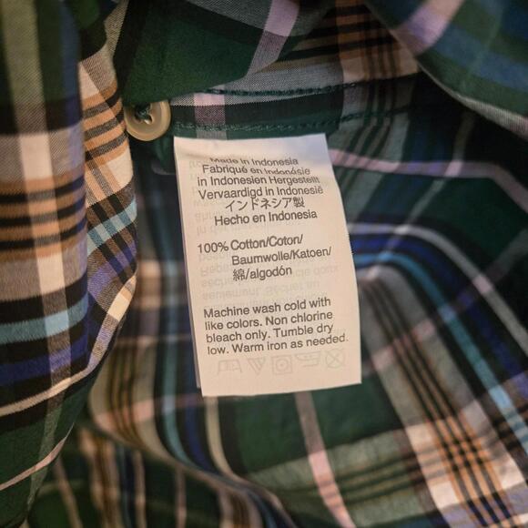 J.CREW Women's Green Blue Tulsa Plaid Long Sleeve Button Down Shirt Size 12 - Picture 9 of 9